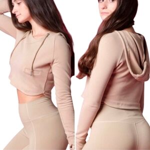 Paragon Women's Paragon Fitwear Verona Hoodie Size XS Tan Cropped Neutral Comfy